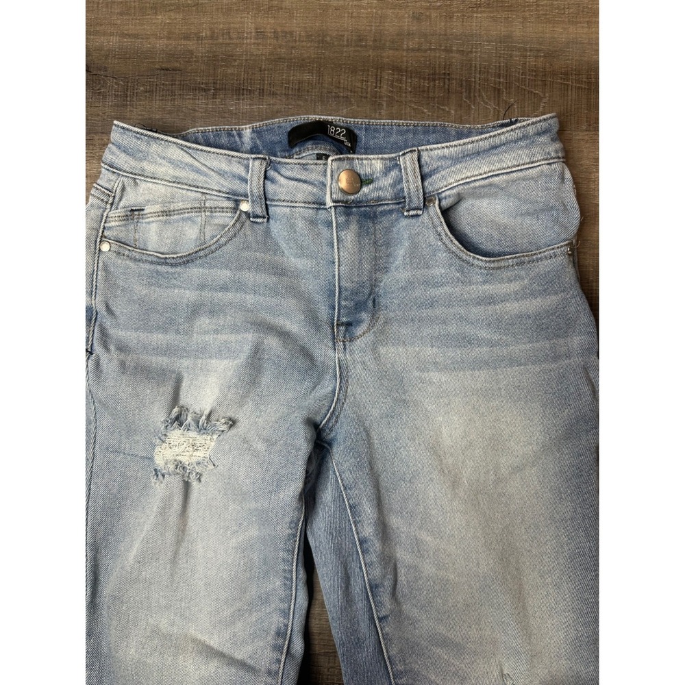 1822 Denim Womens Size 6 Light Wash Distressed Skinny Jeans High Rise Ripped